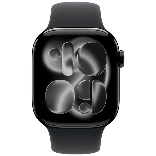 Apple Watch Series 11 42mm Zwart (Zwarte Rubberen Band M/L)